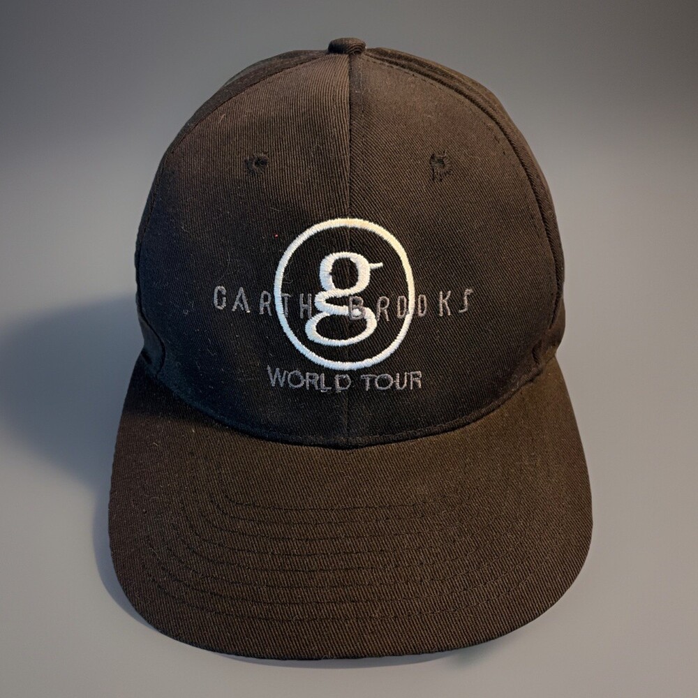 Garth Brooks Hat Cap Snap Back Mens One Size Black Embroidered World Tour Music